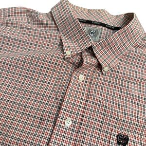 Cinch Men XXL Red Black White Plaid Long Sleeve Western Button Down Cotton Shirt